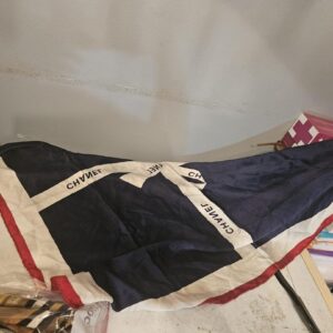 Chanel Navy Ribbon Print Silk Scarf - Image 4