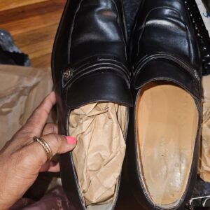 Men's Black Leather Loafers with Silver Buckle Detail - Image 6