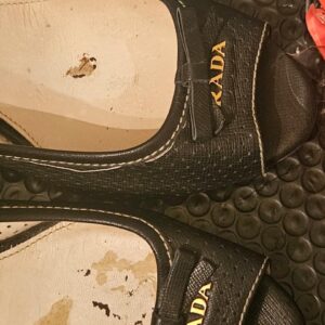 Prada Black Saffiano Leather Peep-Toe Bow Pumps - Image 6