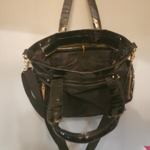 Tory Burch Black Patent & Nylon Convertible Tote Bag - Image 6