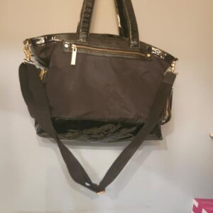 Tory Burch Black Patent & Nylon Convertible Tote Bag - Image 7