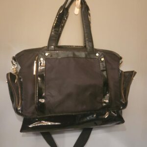 Tory Burch Black Patent & Nylon Convertible Tote Bag - Image 8