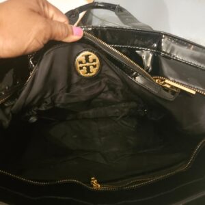 Tory Burch Black Patent & Nylon Convertible Tote Bag - Image 11