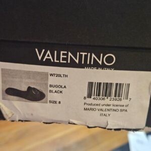 Valentino Black Leather V-Logo Slide Sandals (Boxed) - Image 5